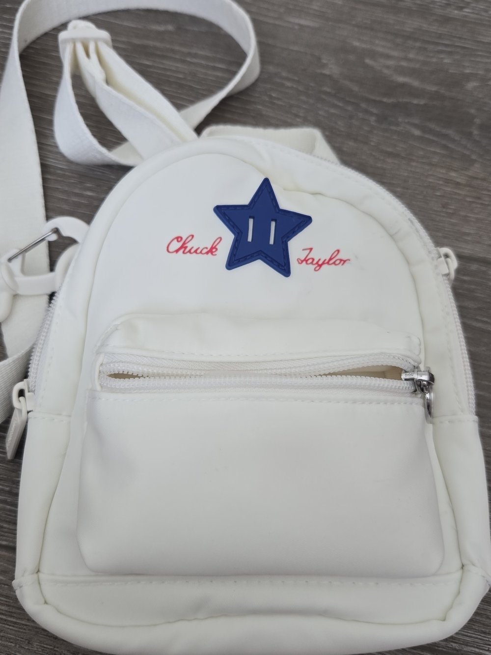 White Mini Crossbody Bag with Blue Star Accent